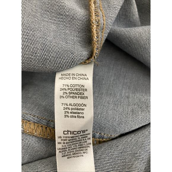 Chicos Jean Jacket Women Sz 4 New Perfect Stretch Pocket Denim Blue Utility $80 - Picture 6 of 8